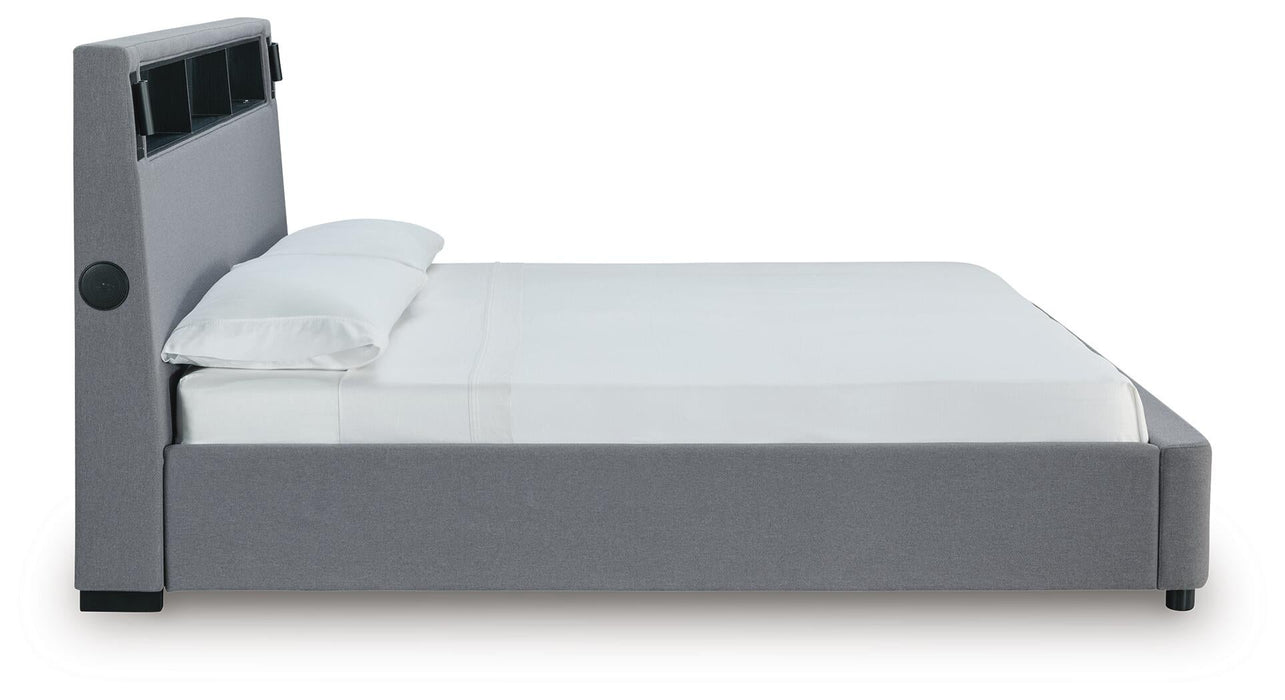 Finigale King Upholstered Bed with Wireless Audio