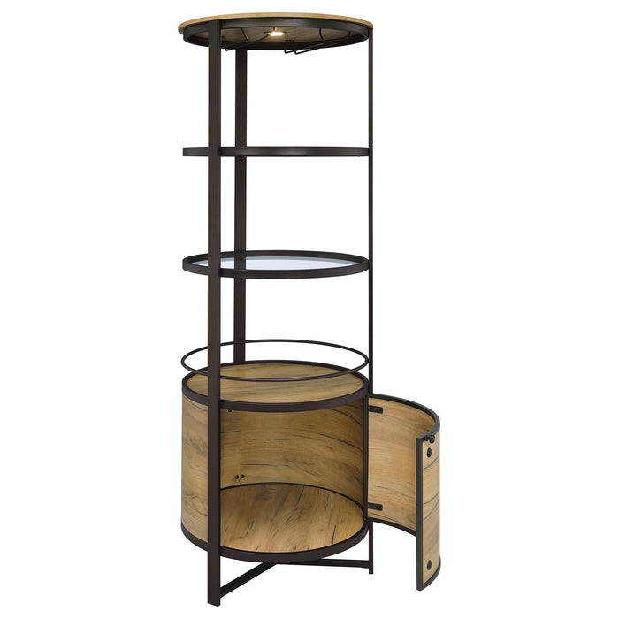 Ritter Round LED Bar Wine Storage Cabinet Rustic Oak