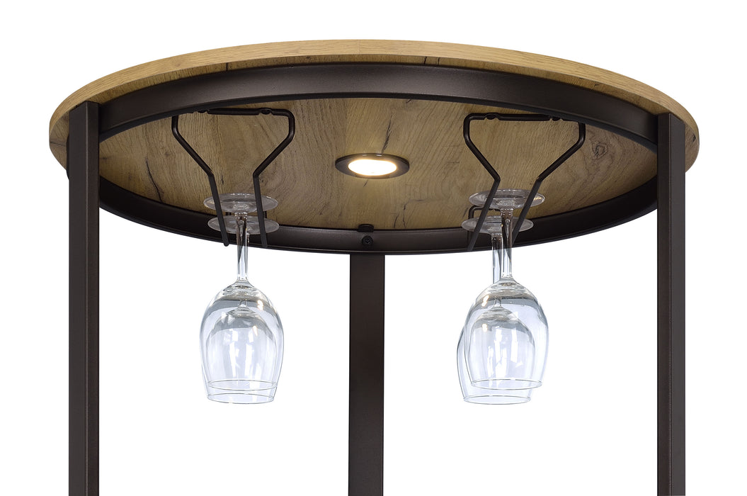 Ritter Round LED Bar Wine Storage Cabinet Rustic Oak