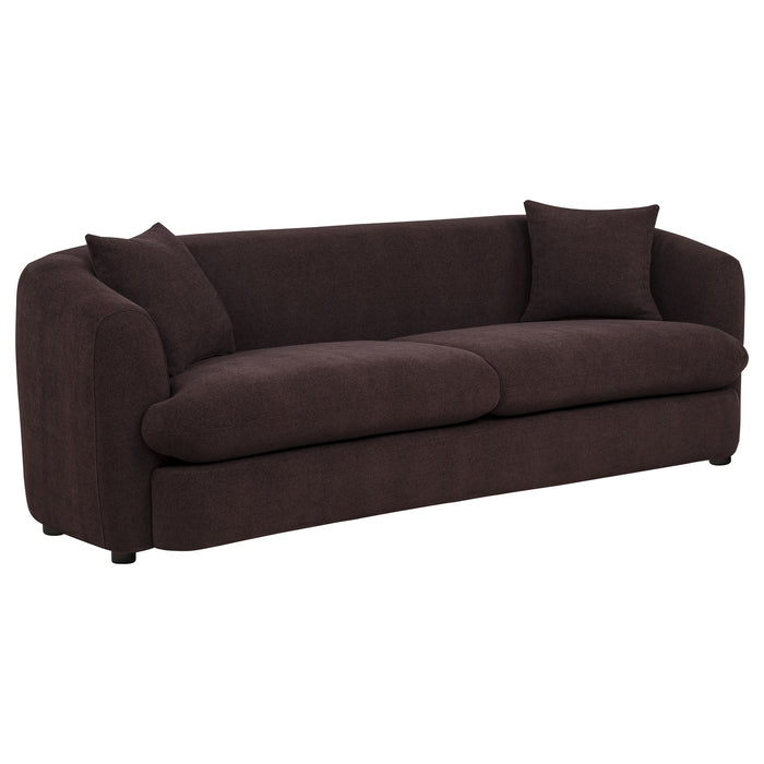 Delroy 2-Piece Stationary Sofa Set Aubergine Polyester Upholstery