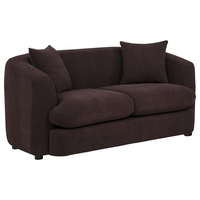 Delroy 2-Piece Stationary Sofa Set Aubergine Polyester Upholstery