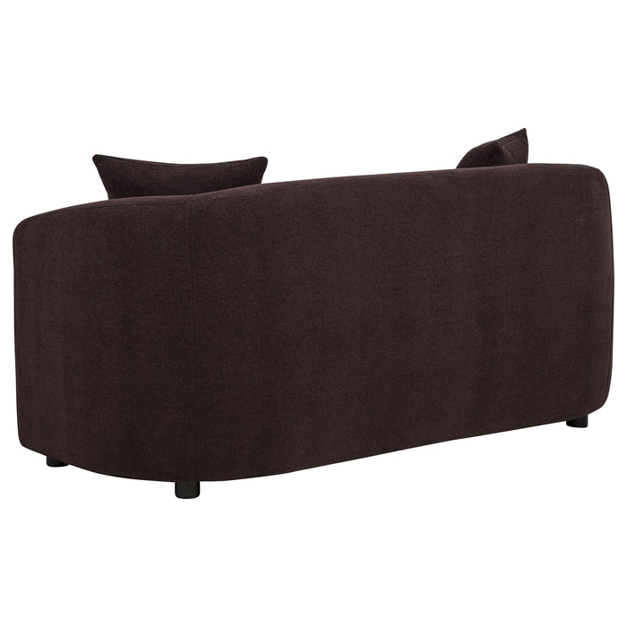 Delroy 3-Piece Stationary Sofa Set Aubergine Polyester Upholstery