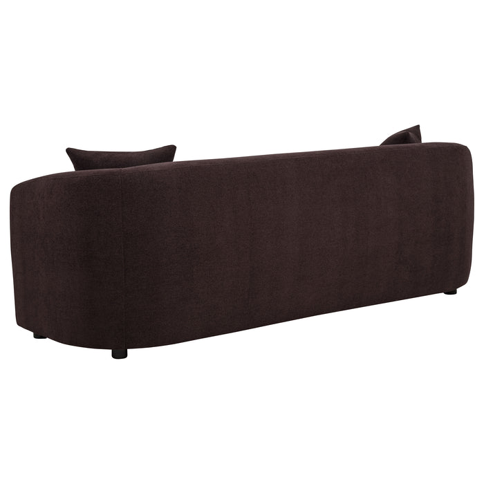 Delroy 3-Piece Stationary Sofa Set Aubergine Polyester Upholstery