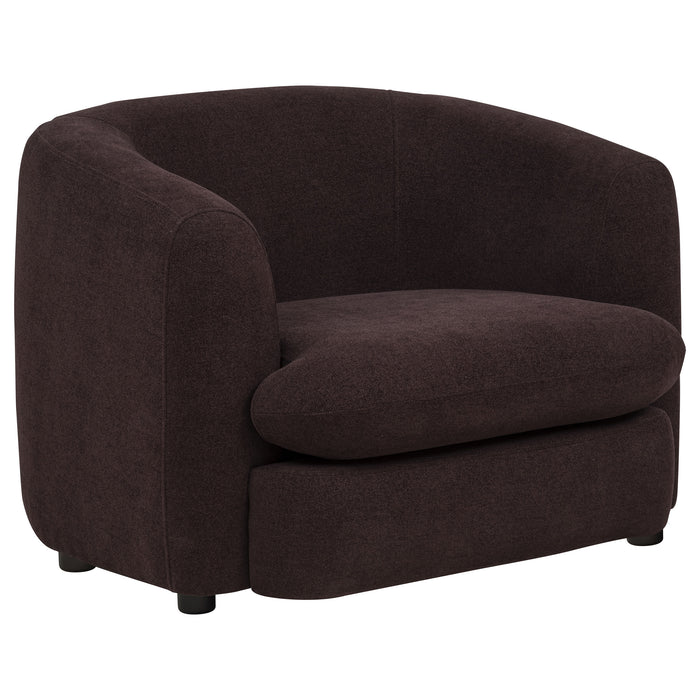 Delroy 3-Piece Stationary Sofa Set Aubergine Polyester Upholstery