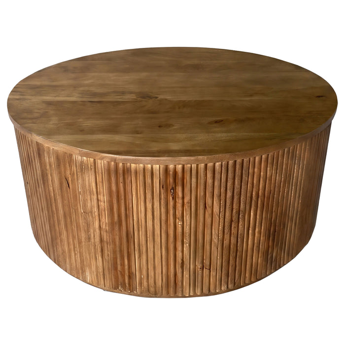 Coffey Round Mango Wood Coffee Table Light Brown