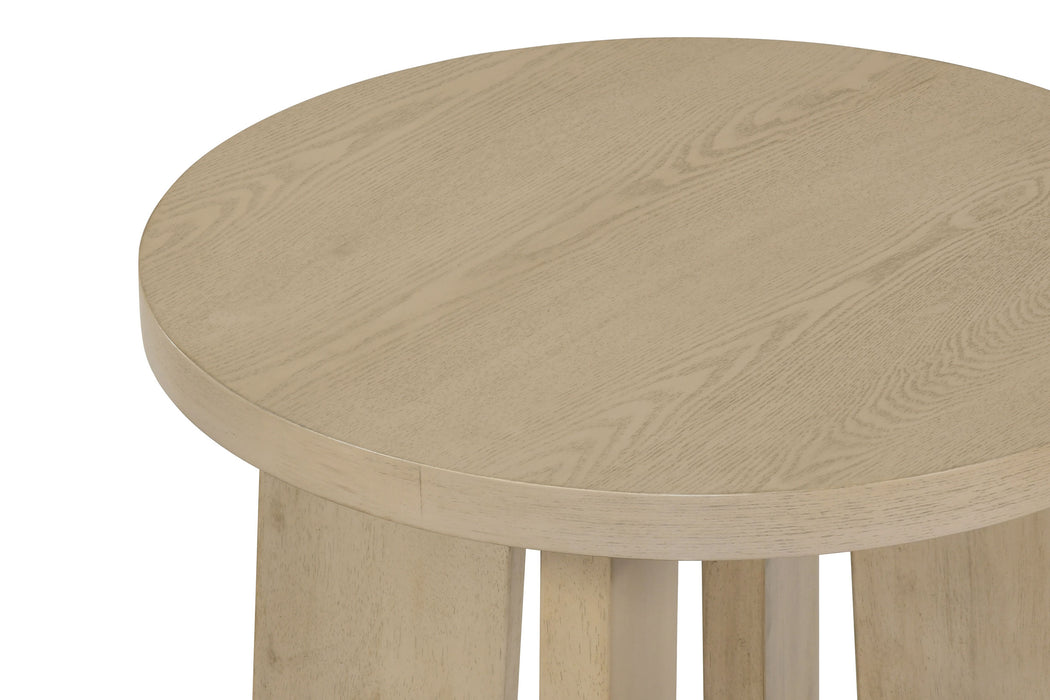 Strouse 2-Piece Round Coffee and End Table Set in Natural Oak