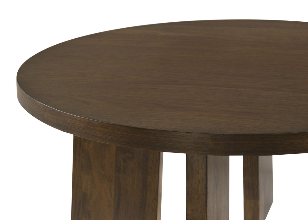 Strouse 3-Piece Round Coffee and End Table Set in Dark Walnut