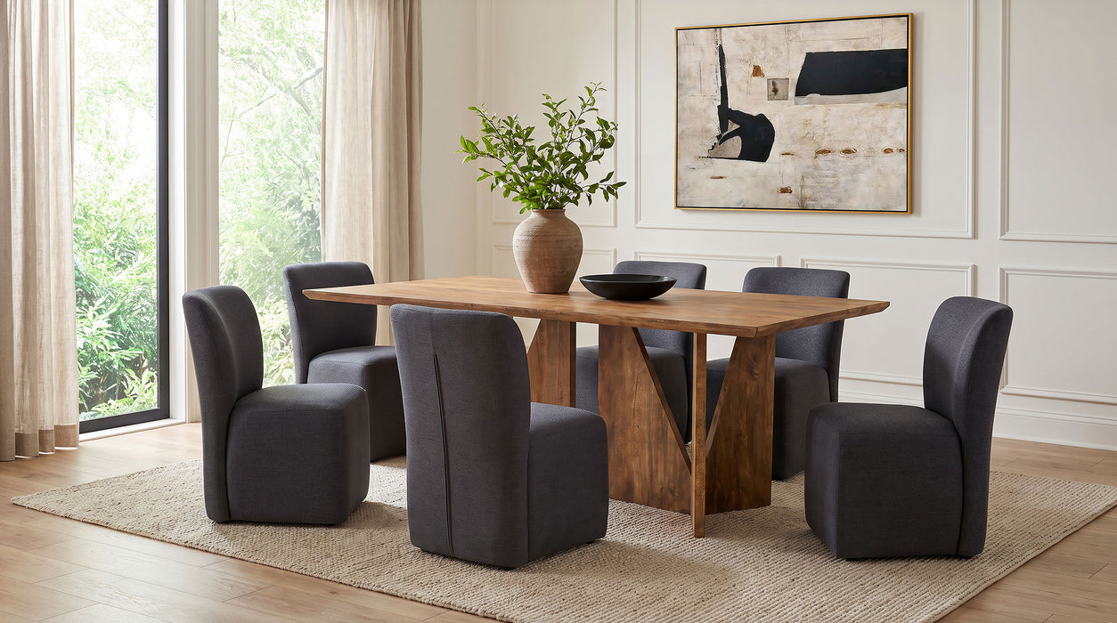 Sosa Solid Mango Wood Dining Table with Angular Base Light Brown