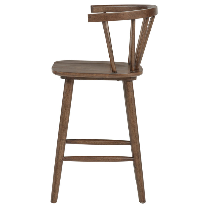 Jeffries 2-Piece Curved Spindle-Back Counter Chair Set Walnut