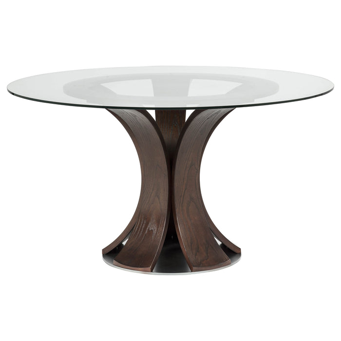 Naser 5-piece 48-inch Round Dining Table Set Grey and Dark Walnut