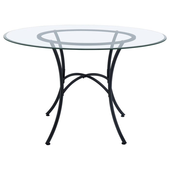 Kline 48-inch Round Glass Top Dining Table Matte Black