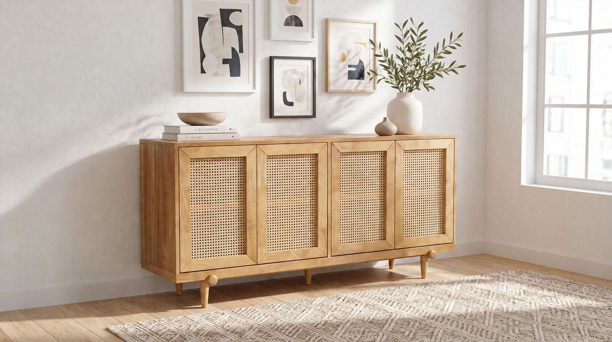 Fabra 4-door Dining Sideboard Storage Console Honey