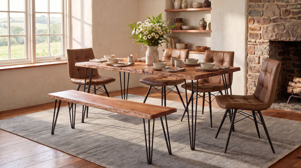 Sherman Wood Dining Bench Natural Acacia