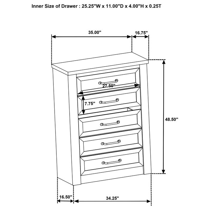 Nevado Farmhouse 5-Drawer Chest Grey and Weathered Taupe