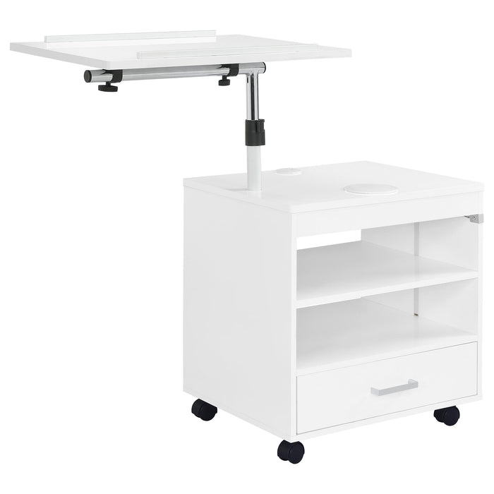 Lerma 1-drawer Adjustable Tray Top Nightstand with Speaker White High Gloss