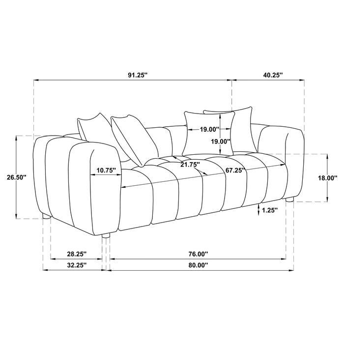 Lazaro Fabric Upholstered Wide Channel Sofa Bronze