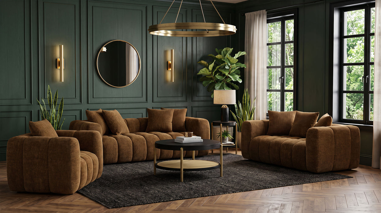 Lazaro Fabric Upholstered Wide Channel Sofa Bronze
