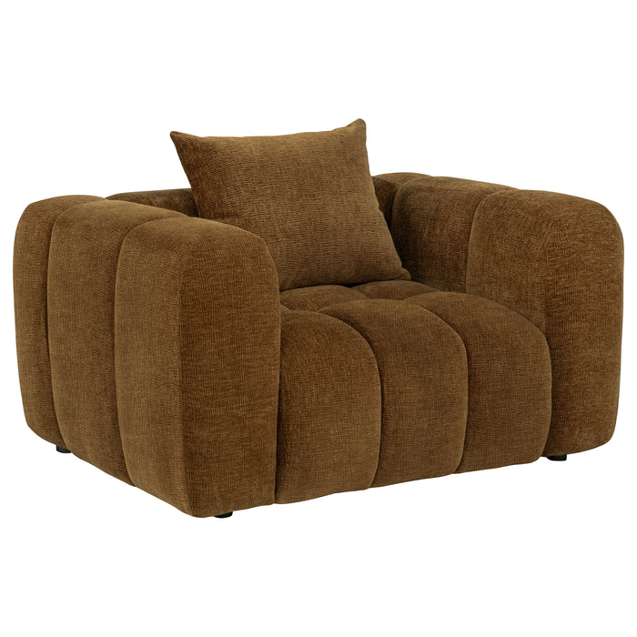 Lazaro 3-piece Fabric Upholstered Wide Channel Sofa Set Bronze