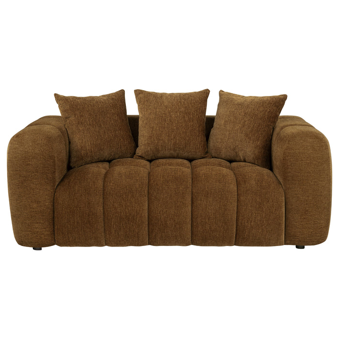 Lazaro Fabric Upholstered Wide Channel Loveseat Bronze