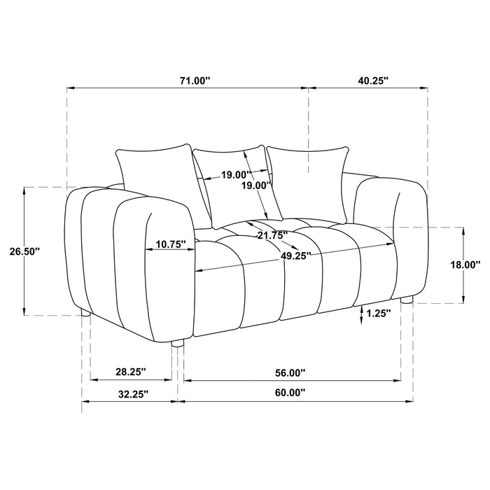 Lazaro Fabric Upholstered Wide Channel Loveseat Bronze
