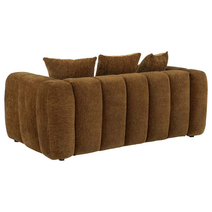 Lazaro Fabric Upholstered Wide Channel Loveseat Bronze