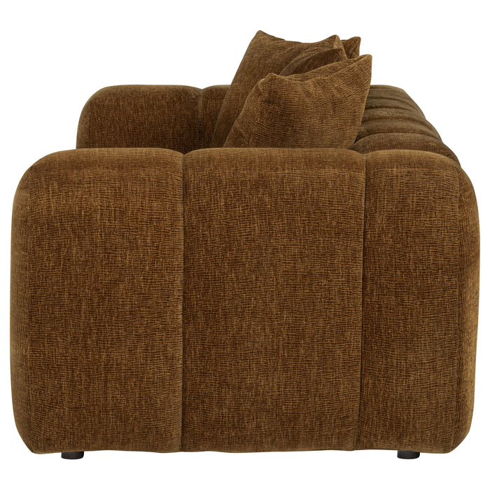 Lazaro Fabric Upholstered Wide Channel Loveseat Bronze