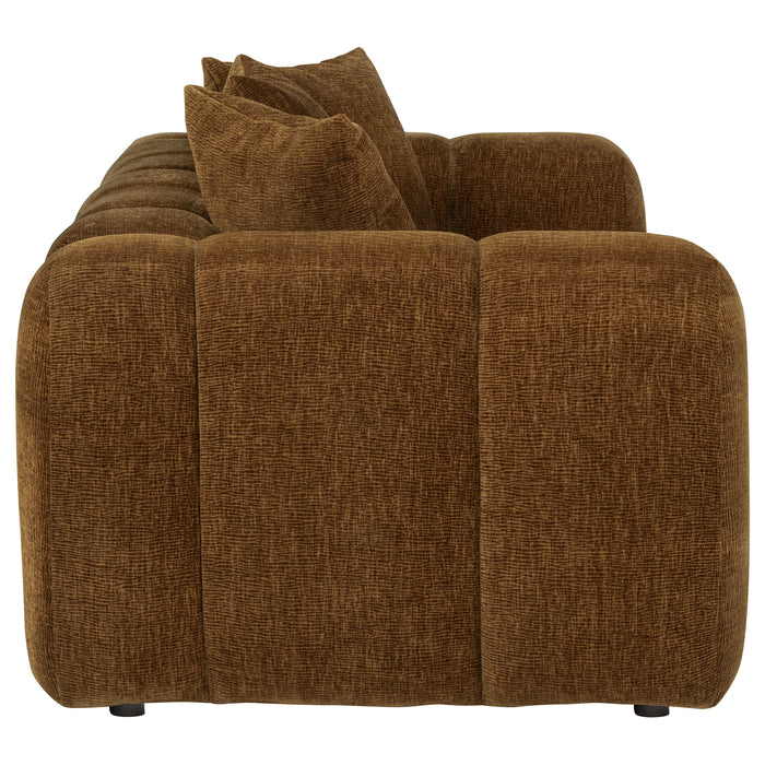 Lazaro Fabric Upholstered Wide Channel Loveseat Bronze