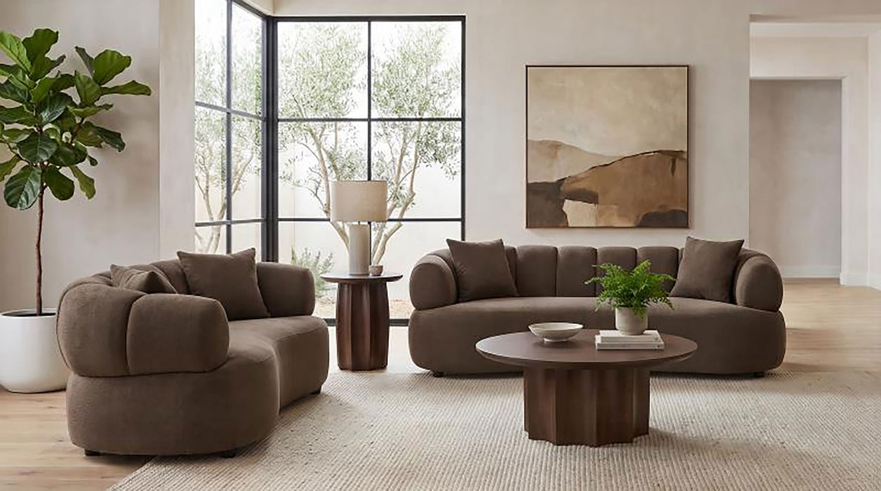 Casarin Fabric Channel-Back Loveseat Brown