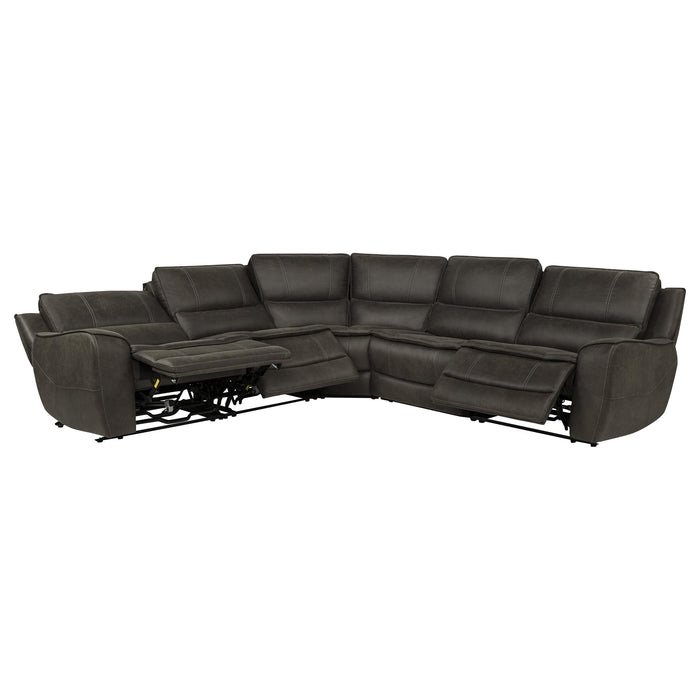 Marcell 5-Piece L-Shaped Modular Power Reclining Sectional Sofa Grey