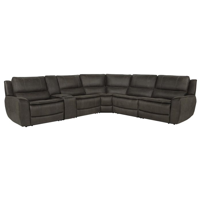 Marcell 6-Piece L-Shaped Power Reclining Sectional with Console Grey