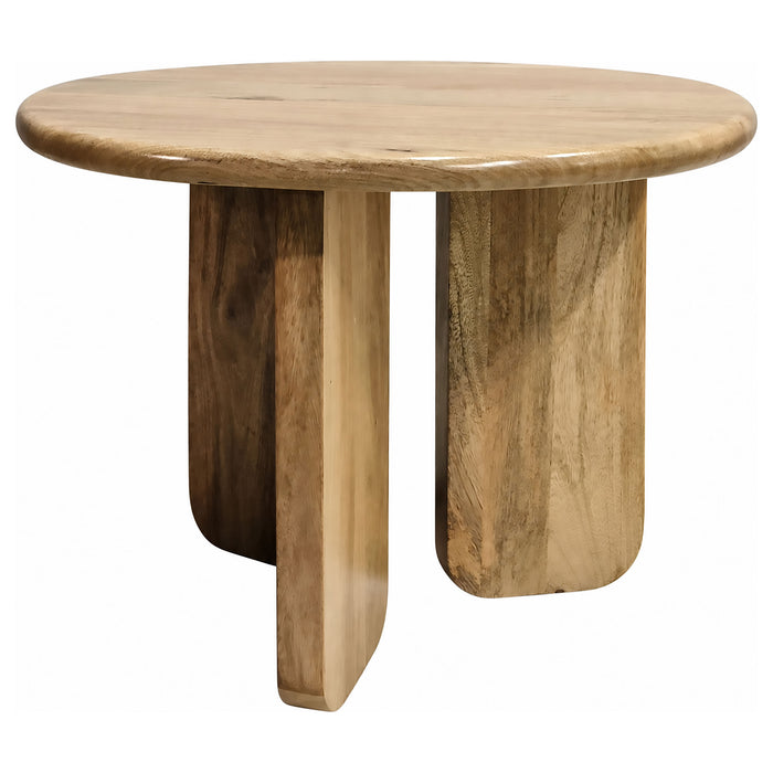 Dale Sculptural Round Solid Mango Wood End Table Natural Mango
