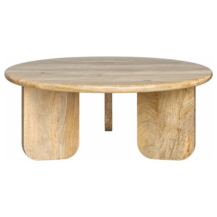 Dale 2-Piece Round Mango Wood Coffee and End Table Set Natural Mango