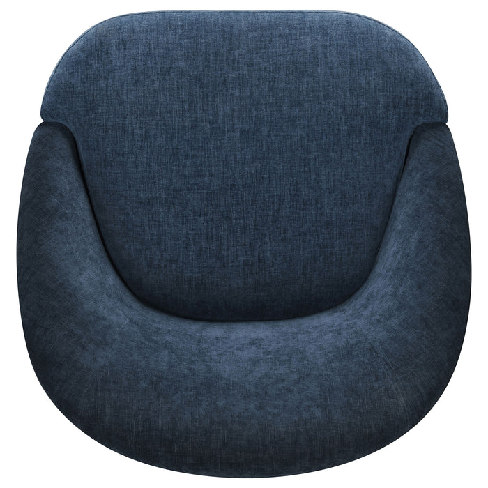 Leon Upholstered Barrel Swivel Accent Chair Navy