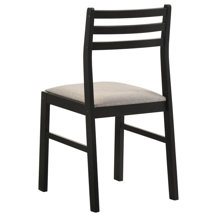 Sykes Fabric Upholstered Ladder Back Side Chair Black and Beige (Set of 2)
