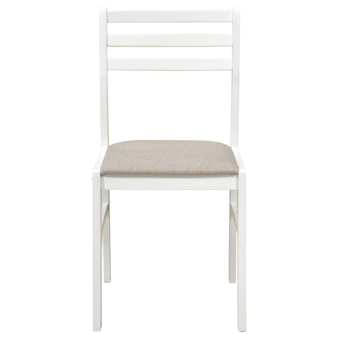 Sykes Fabric Upholstered Ladder Back Side Chair White and Beige (Set of 2)