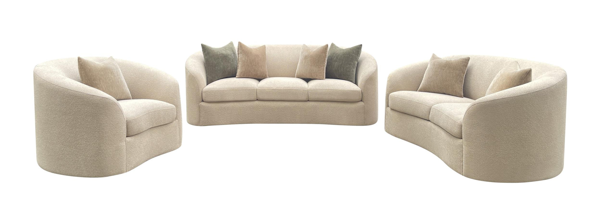 Rainn 3-piece Transitional Boucle Sofa Loveseat and Chair Set Camel