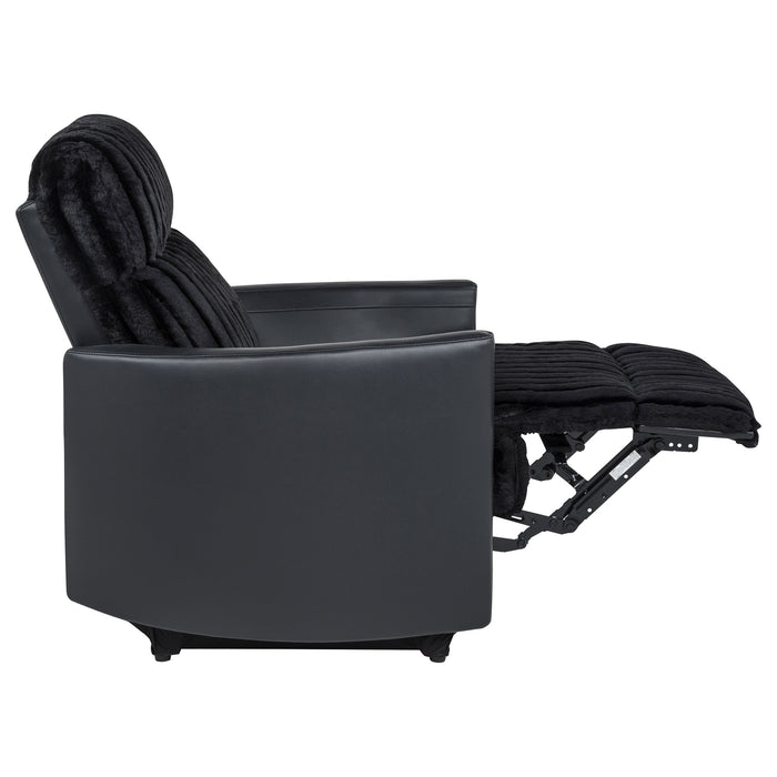 Madden Corduroy Upholstered Track Arm Manual Recliner Black