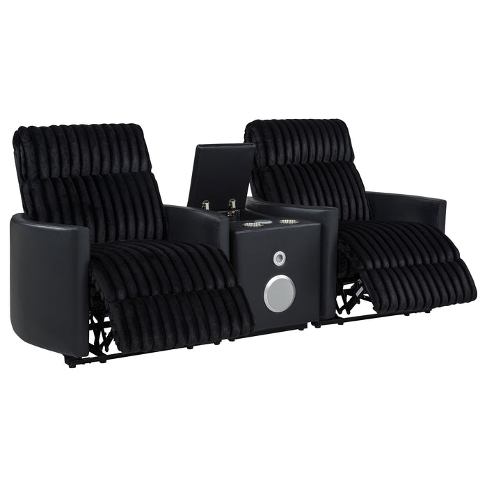 Madden 3-piece Corduroy Upholstered Manual Theater Seating Black