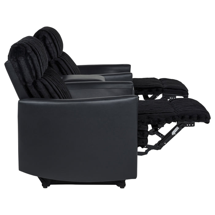 Madden 3-piece Corduroy Upholstered Manual Theater Seating Black