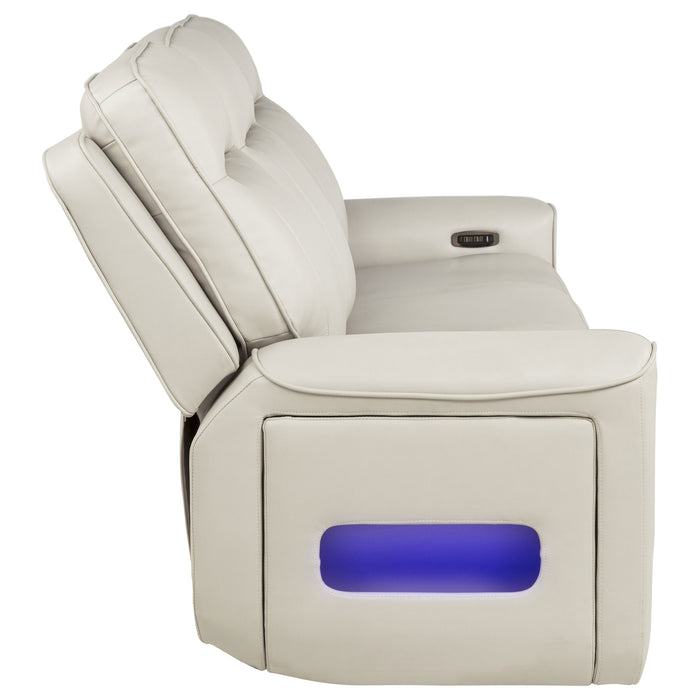 Rojas Dual Power Reclining Sofa with Drop-Down Console Greige