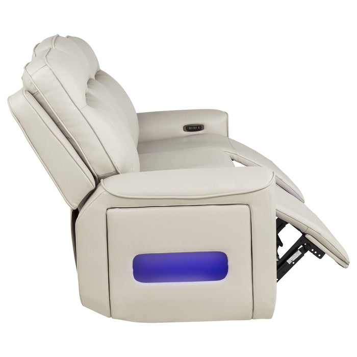 Rojas Dual Power Reclining Sofa with Drop-Down Console Greige