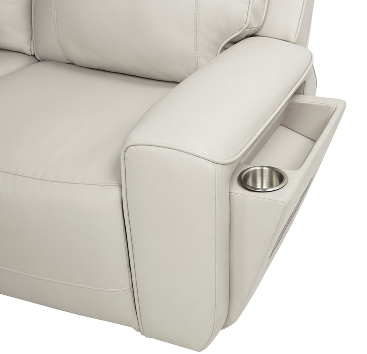 Rojas Dual Power Reclining Sofa with Drop-Down Console Greige