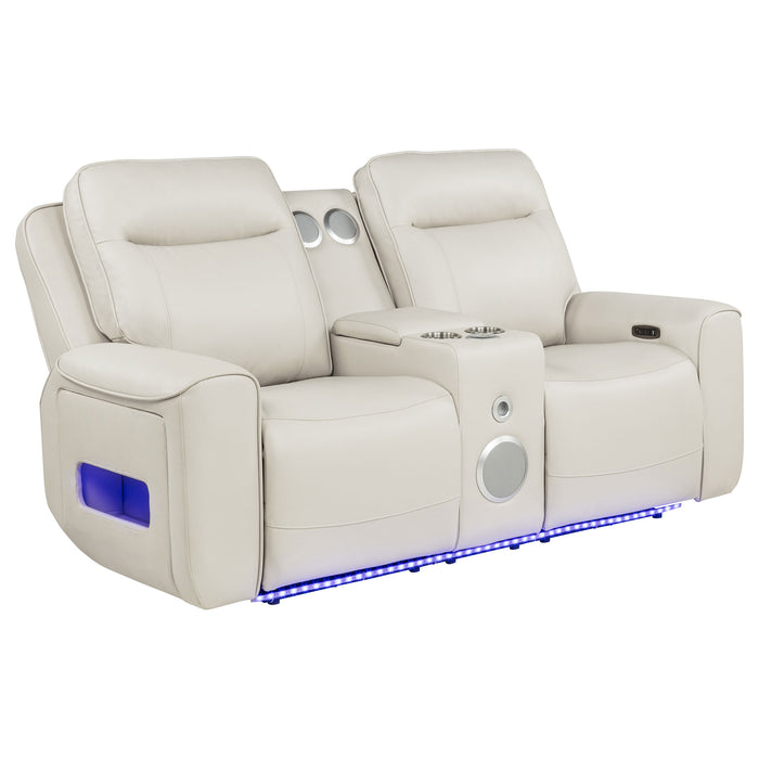 Rojas 2-Piece Dual Power Reclining Sofa Set with Drop-Down Console Greige