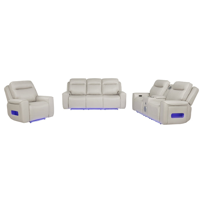 Rojas 3-Piece Dual Power Reclining Sofa Set with Drop-Down Console Greige