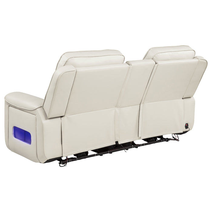 Rojas Dual Power Reclining Loveseat with Bluetooth Speakers Greige