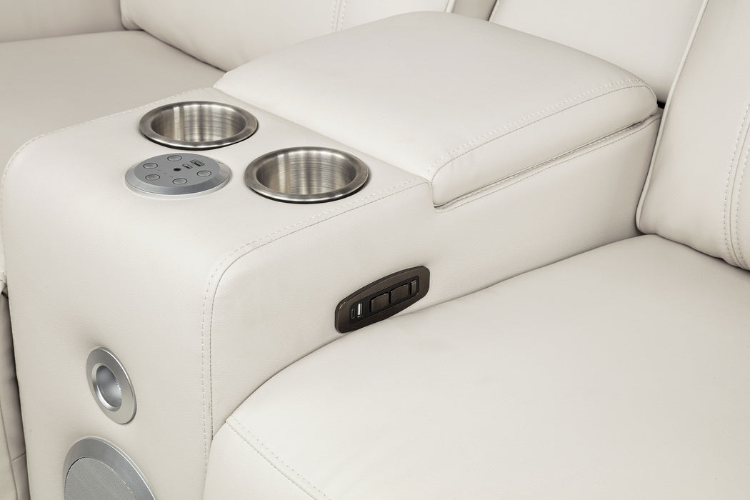Rojas Dual Power Reclining Loveseat with Bluetooth Speakers Greige