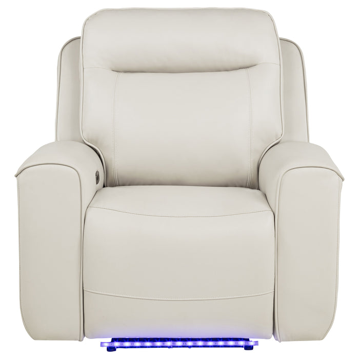 Rojas Dual Power Recliner with Cupholder Storage and LED Lighting Greige