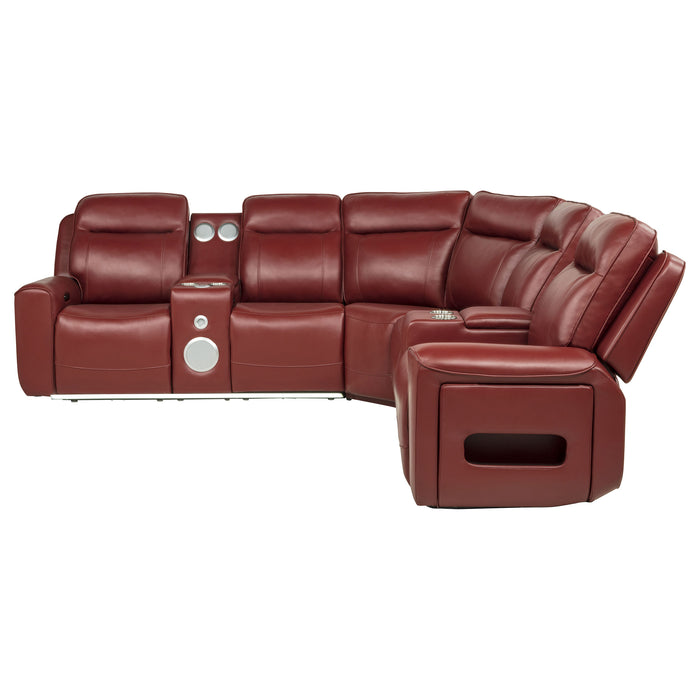 Rojas 3-Piece Dual Power Reclining L-Shaped Sectional with Bluetooth Red