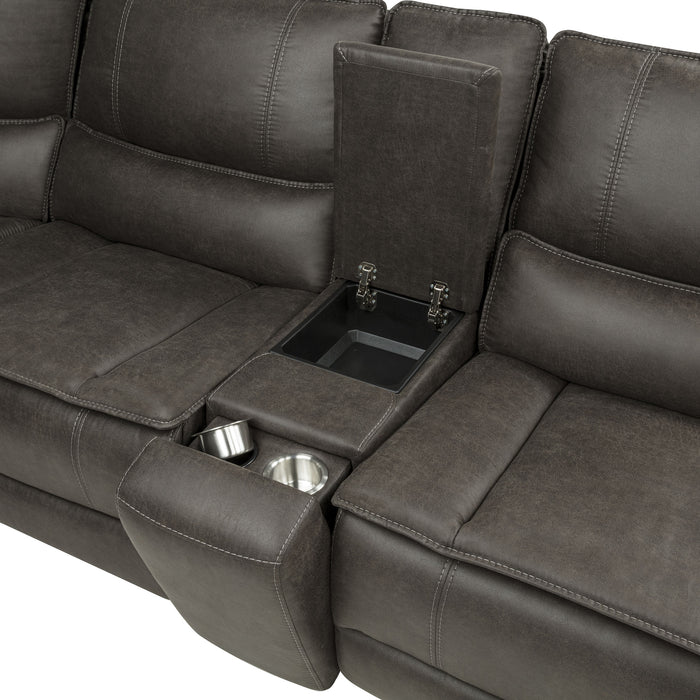 Marcell 5-Piece 3-Seat Power Home Theater Seating with Dual Consoles Grey