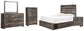 Drystan Queen Panel Bed with 4 Storage Drawers with Mirrored Dresser, Chest and Nightstand